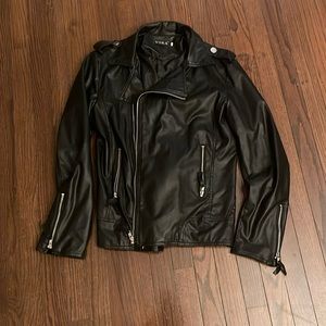 Black Leather (fake leather- pleather) Jacket (medium)